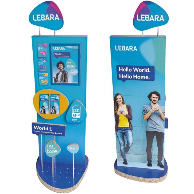 Lebara Re-Brand-Aufsteller